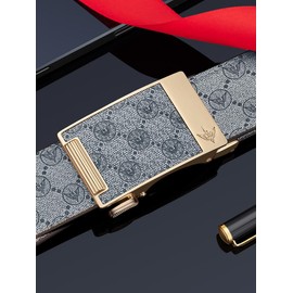 VANNANBA Leather Ratchet Belts with S Buckle for Jeans Business Casual