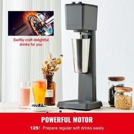 Happybuy 375W Commercial Milkshake Maker, Single Head Mixer Blender Machine, 3-Speed Drink Mixer with 820ml Stainless Steel Cup for Food Service