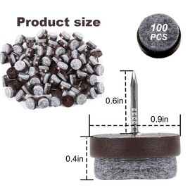 Aililong Hundred Pieces Felt Non-Slip Nails Chair Furniture with Non-Slip Noise Reduction Floor Protection Diameter 22 mm Brown Colour