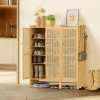 UNHO Large Shoe Storage Cabinet Organiser Rack Bamboo Adjustable Shelf