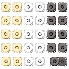 30 juegos 14 mm Botones Magnéticos a Presión Ciruela, Costura de Metal en Botones Magnéticos para Ropa, Cierre Botón a Presión para Bolsos, Ropa, Manualidades de Costura