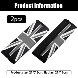 Car Seat Belt Shoulder Pad, British Union Jack Seat Belt Shoulder Pad 2 Pieces (Grey)