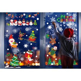 LOKIPA Christmas Decoration, Static Stickers, Removable, Stainless, 117 pcs, Wall Stickers, Static Cling Stickers, Window Stickers, Wall Decor, Accessories, Room Decorations, Interior Decorations, Merry Christmas