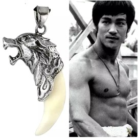 Fashion Jewelry Large WOLF HEAD 3D SOLID TOOTH FANG Pendant 24" 925 Sterling Silver necklace men