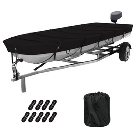 GrondNictory Jon Boat Cover 10-12 ft feet, 420D Heavy Duty Trailerable Waterproof and UV Protection Boat Covers Fits Jon Boat 12ft Long and Beam Width up to 56 inches