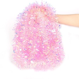 LOMIMOS Guirnalda de oropel de Navidad de Pascua, 17 pies, decoración Rosa Brillante para árbol de Navidad, Fiesta, Suministros de Boda