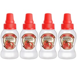 WXOIEOD 4 Pack Mini Ketchup Bottle for Lunch Box Lunches Accessories, Leak-Proof Condiment Squeeze Bottles Plastic Sauce Honey Salad Dressing Containers Bottle for Bento Box Picnic Travel, 1.4 oz