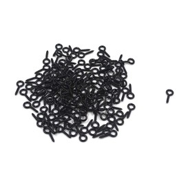T Tulead Mini Screw Hooks Metal Eye Rings Self-Tapping Wall Eye Hook Screws 0.47" Length Black Screw Eye Hooks Light Duty Eye Bolts Pack of 100