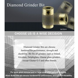 3/4" Standard Fine Diamond Grinder Bits Diamond Grinding Wheel Stained Ceramic Glass Abrasive Tool for Inland Gryphon Delphiglass Glastar (MCB34)