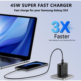 Super Fast Charger USB C,2 Pack 45W Sam sung USB C Fast Phone Charger for Sam sung Galaxy S24 Ultra/S24/S23 Ultra/S22/S21/S20/Note 10/20, Galaxy Tab S8,Wall Charger with 6.6FT Cord