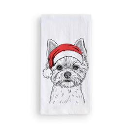 Inkopious Santa Chewy The Yorkshire Terrier Yorkie Tea Towel, Dishcloth, Dinner Napkin, Flour Sack Towel, Kitchen Decoration, Set of 1