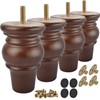 4 Inch Wooden Furniture Legs,Tchosuz Solid Bun Feet with M8