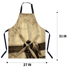 BGBDEIA Vintage Aircraft Kitchen Apron for Women Men, Adjustable Apron Chef Bakers Apron Cooking Apron Cooking Baking Gardening