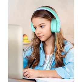 ELECDER i45 On-Ear Headphones with Microphone - Foldable Stereo Bass Headphones with No-Tangle 1.5M Cord, 3.5MM Jack, Portable Wired Headphones for School/Kids/Teens/Smartphones/Travel/Tablet - Green