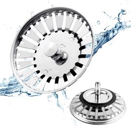 Pack of 2 Kitchen Sink Strainer, Sink Strainer Basket, Stainless Steel Sink, Stainless Steel Sink Strainer Stopper, Drain Plug, Strainer Basket Sink, for Eccentric Operation, Kitchen Sink Strainer,