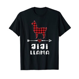 Gigi Llama Christmas Red Plaid Buffalo Family Matching Pjs T-Shirt, black