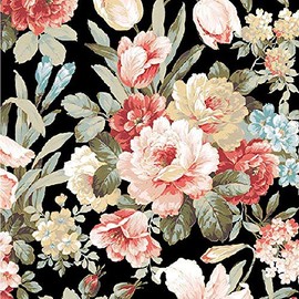 Ambiente Serviette Motiv : Kate Black - Blumen schwarz - 20 Servietten pro Packung, 33x33 cm