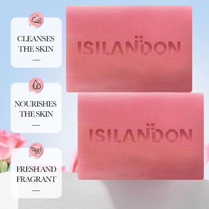 ISILANDON Jabón De Baño Natural Con Aroma A Rosas, Infusionado