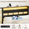 Furnulem Full Size Bed Frame with LED Light and Charging