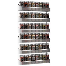 Auledio 2 Pack Spice Rack Organizer, 3 Tier Counter-top Stand or Wall Mounted Storage Rack Hanging Shelf for Kitchen Cabinet, Cupboard, Pantry Door or Bathroom Shower Cosmetic - Chrome