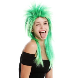 WIG ME UP DH1069 Wig Carnival Punk Vokuhila Rocker Wild 80s Wave Touped Long