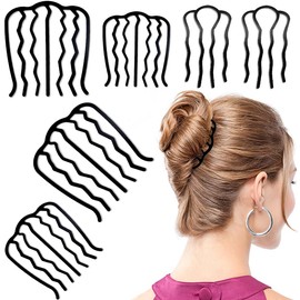 6PCS Metal Hair Side Combs Hair Fork Stick 4/7 Teeth Hair Comb U Shape Hair Combs for Updo Bun Women Vintage Hairstyle Hair Accessories