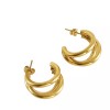 Unbranded 18ct Gold-Plated Triple Layer C-Shape Half Hoop Stud Earrings
