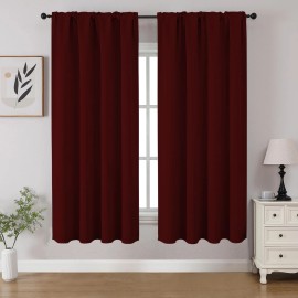 CUCRAF Burgundy Red Blackout Curtains 52 W X 54 L Pack Of 2 Sun Blocking Drapes