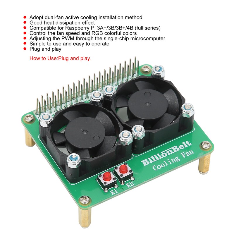Cooling Fan SingleChip Computer Accessory Replacement for Raspberry Pi 3B