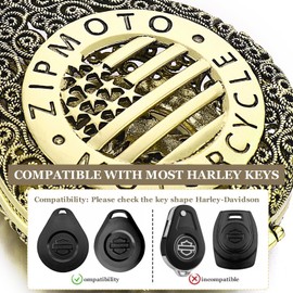 ZIPMOTO for Harley Davidson Key Fob Cover, Pure Copper, Harley Motorcycle Key Case (Key Chain Necklace 2 in 1), 青铜色