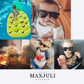 MAXJULI Polarized Kids Sunglasses for Girls and Boys with Fleaxible Frame Ages 3-10 UV400 (Shiny Black)