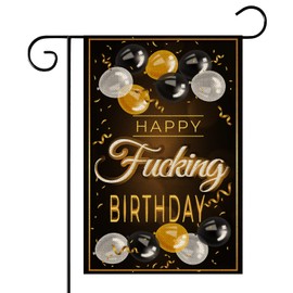 WeBenison Happy Fucking Birthday Garden Flag/Funny Birthday Party Yard House Lawn Sign/Happy Bday Door Yard Lawn Sign Decor Outdoor Decorations, Double Side Burlap