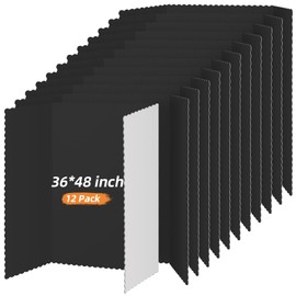 12 Pieces Tri Fold Poster Boards Bulk, Lightweight Science Display Boards, Trifold Presentation Display Board for Science Fair Project(36 x 48 Inch,Black)