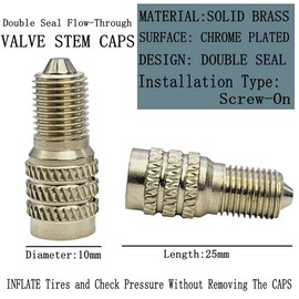 Double Seal Valve Stem Caps,Metal Valve Stem Extenders Double Seal High Pressure Inflate/Flow Through Valve Stem Caps Tire Caps for High Pressure Cars, Trucks, Trailers RV Semi Bus Tires- V2B DS-1