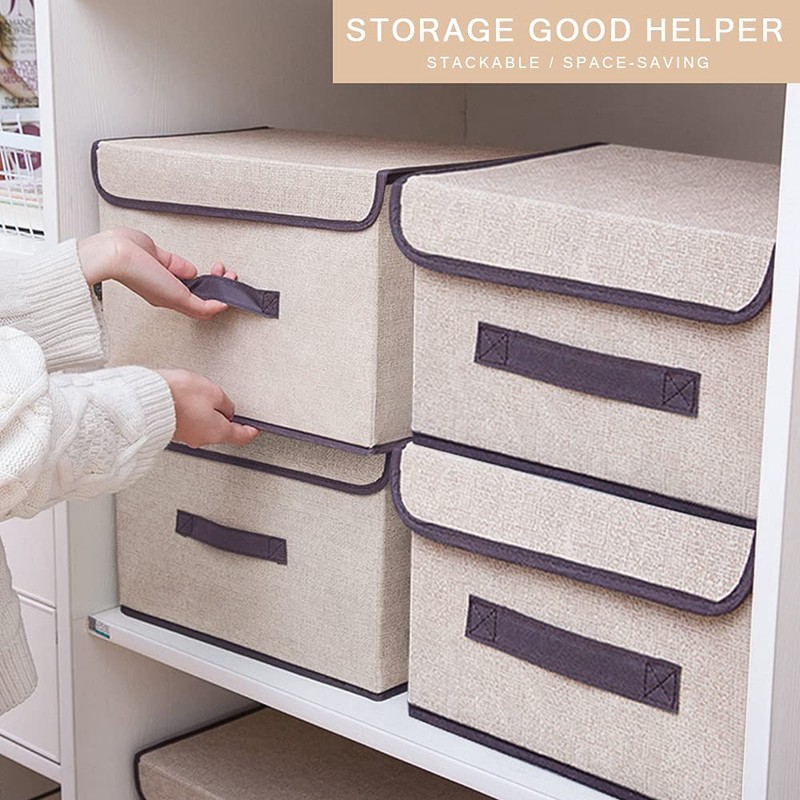 LELE LIFE Foldable Storage Box with Dustproof Lid and Handle,