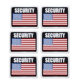 RYNO GEAR Embroidered Sew-On Patch Bundle for Uniforms. (Security American Flag Patch, Pack of 6)