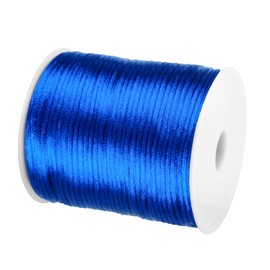 ZhXu Shuo Nylon Satin Cord 2mm Rattail Cord Royal Blue String - 100 Yards Nylon Chinese Knotting Cord Rat Tail Silk Cord for Bracelet Necklace Jewelry Making Macrame Trim, BE-02