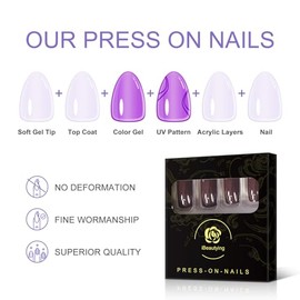 Uñas postizas de color marrón café iBeautying, uñas postizas con acabado en bronce oscuro, para uso diario, uñas acrílicas medianas, cortas, cuadradas