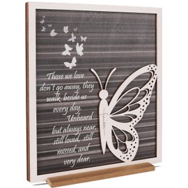 Butterfly Sympathy Gift – Memorial Plaque for Loss of Loved One – Bereavement Gift for Grieving Family, Woman Friends, Her – Remembrance Quote Wood Sign for Funeral, Memorial, Healing Decor