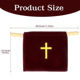 Klmnop Velvet Church Offering Bag, Offering Bag with Wooden Handles for Churches Communion Supplies(Red)