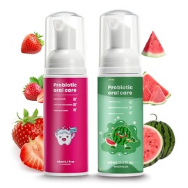 Kids Foam Fluoride Free Toothpaste with Watermelon and Strawberry Mint Flavor,Toddler Natural Teeth Deep Cleaning Toothpaste for U Shaped Toothbrush