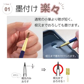 Akashiya ASP-R60 Calligraphy Brush, Fine Brush, Rakuraku Soft Synthetic Hair