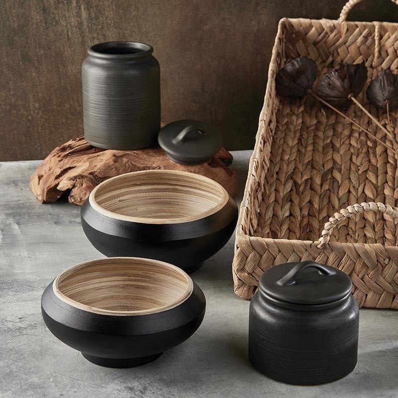 47th & Main Stoneware Canister for Countertop Kitchen Canister with