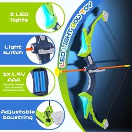 ITEFDTUTNE Bow and Arrow Set for Kids, LED Light Up Archery Toy with 3 Suction Cup Arrows & 1 Quiver, 1 Score Target, Indoor Outdoor Activity for 6 7 8 9 10 11 12 Year Old Boy Girl Gifts