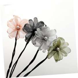 FRCOLOR 4pcs Lace Flower Women Hair Ties Ponytail Holders Stretch Hair Rings for Girls Grey