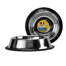 Fancy Pets Plato Ligero de Acero Inoxidable para Perro Tamaño 16 Onzas o 680 Gramos