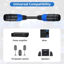 Poyiccot Speakon Female to Female Connector Cable, Speakon Extension Cable for Speaker Cable, 18AWG 2 Pole Speakon Coupler Cable 16mm² Coper Wire Audio Cord for Amplifier, Speaker, 7.8inch