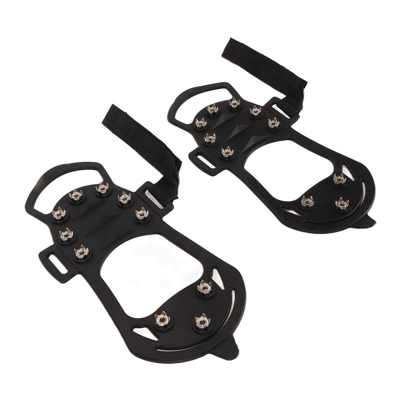 1pair Ice Cleats 10 Teeth Rubber Stainless Steel Foldable Anti