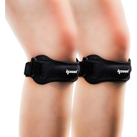 IPOW 2 Pack Small Patella Stabilizer Knee Strap for Teenagers Kids, Knee Band for Soccer, Basketball, Running, Jumpers Knee, Tennis, Tendonitis, Volleyball & Squats, Black