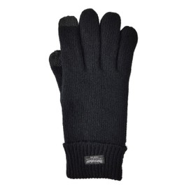 BRUCERIVER Men Pure Wool Knitted Gloves with Thinsulate Lining Size XXL (Black Touchscreen)